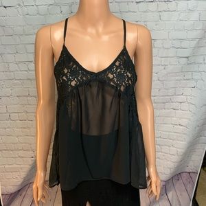 Abound size xs black lace tank top sheer boho